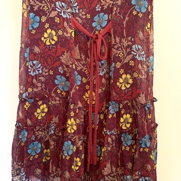 Free People Sheer Tunic Dress Floral 4 Small Flutter sleeve Festival Feminine - Picture 5 of 9
